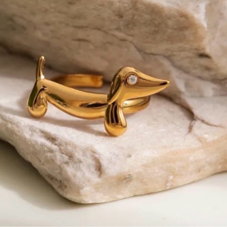 Cute Dog Ring 18k Gold Plated Adjustable Dachshund Ring New Dachshund Ring